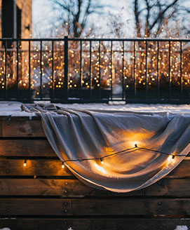 Weihanchtsstoffe und Licht