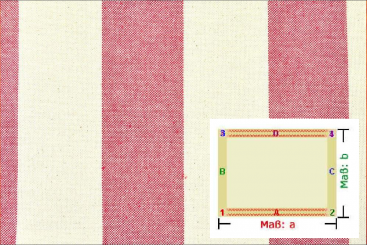 Fertig-Segeltuch Nature - Rechteck - a: 144 x b: 153 cm - Blockstreifen Rot 