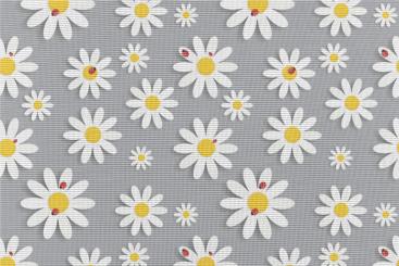 Anti-Moskito-Stoff - Margerite und Marienkäfer Grau