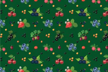 Outdoorstoff - Garten-Beeren Grün