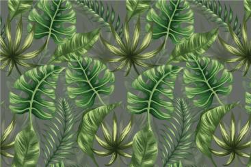 Monstera-Blätter - Outdoor-Stoff Grau