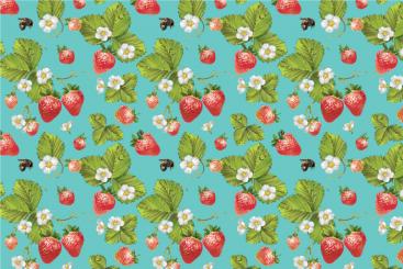 Outdoorstoff - Erdbeeren Türkis