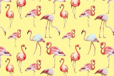 Flamingo-Schwarm - Outdoor-Stoff Hellgelb