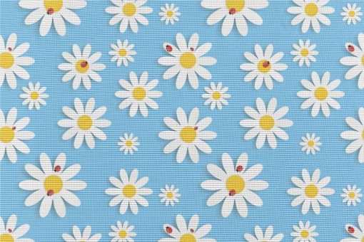 Anti-Moskito-Stoff - Margerite und Marienkäfer Hellblau