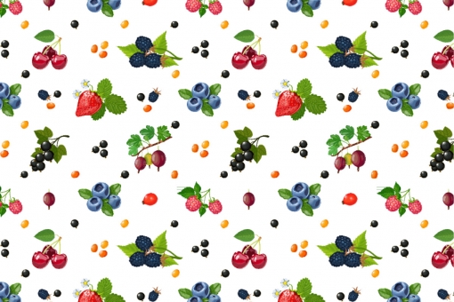 Outdoorstoff - Garten-Beeren Weiß