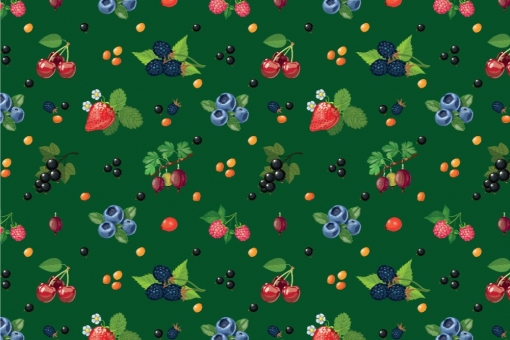 Outdoorstoff - Garten-Beeren Grün