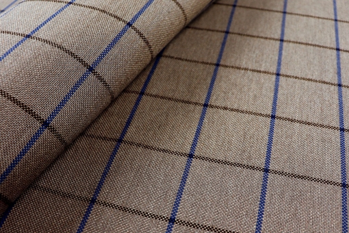 Outdoor-Stoff kariert - Spain Summer Braun/Blau