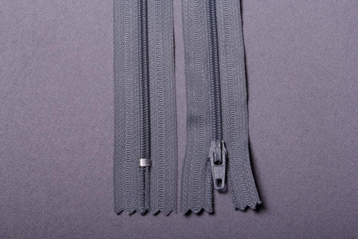 Kunststoff-Reißverschluss nicht teilbar - 40 cm Grau