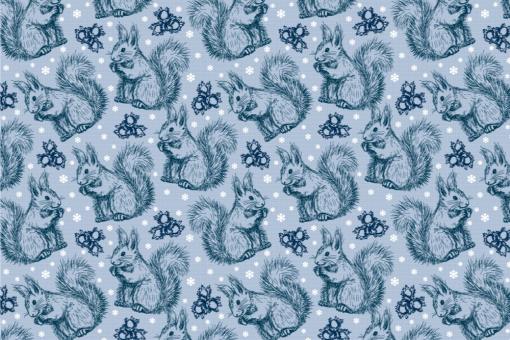 Schnee-Eichhörnchen - Türvorhang-Stoff Eisblau
