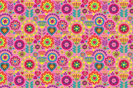 Frottee mit Fleece - Hippie-Blumen Rosa