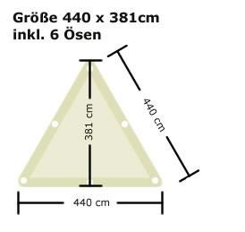 Ready Segeltuch Dreieck gleichseitig - 440 x 381cm inkl. 6 Ösen - Sand 