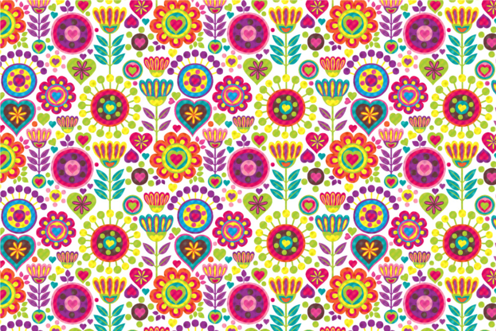 Frottee mit Fleece - Hippie-Blumen 